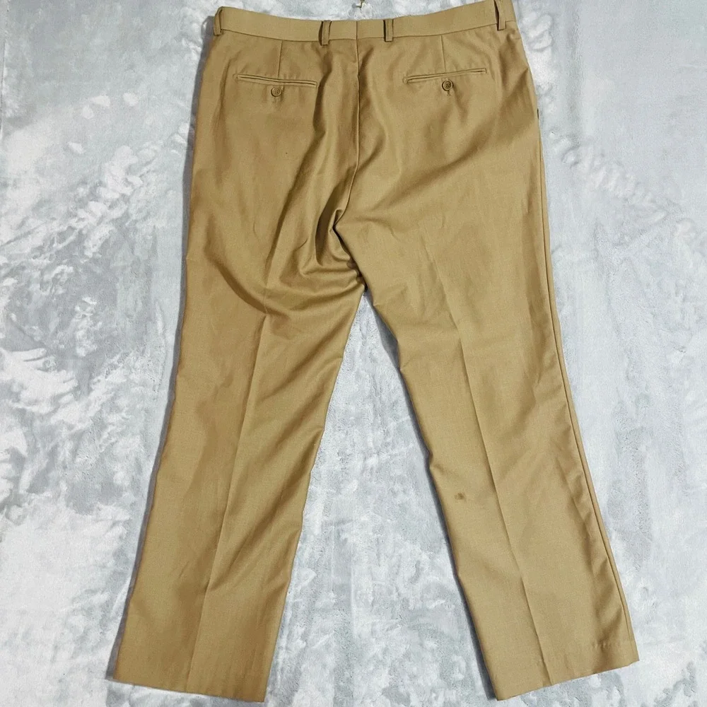 Giorgio Fiorelli Dress Pants Mens 38x29 Tan Khaki Good Flat Front Slacks